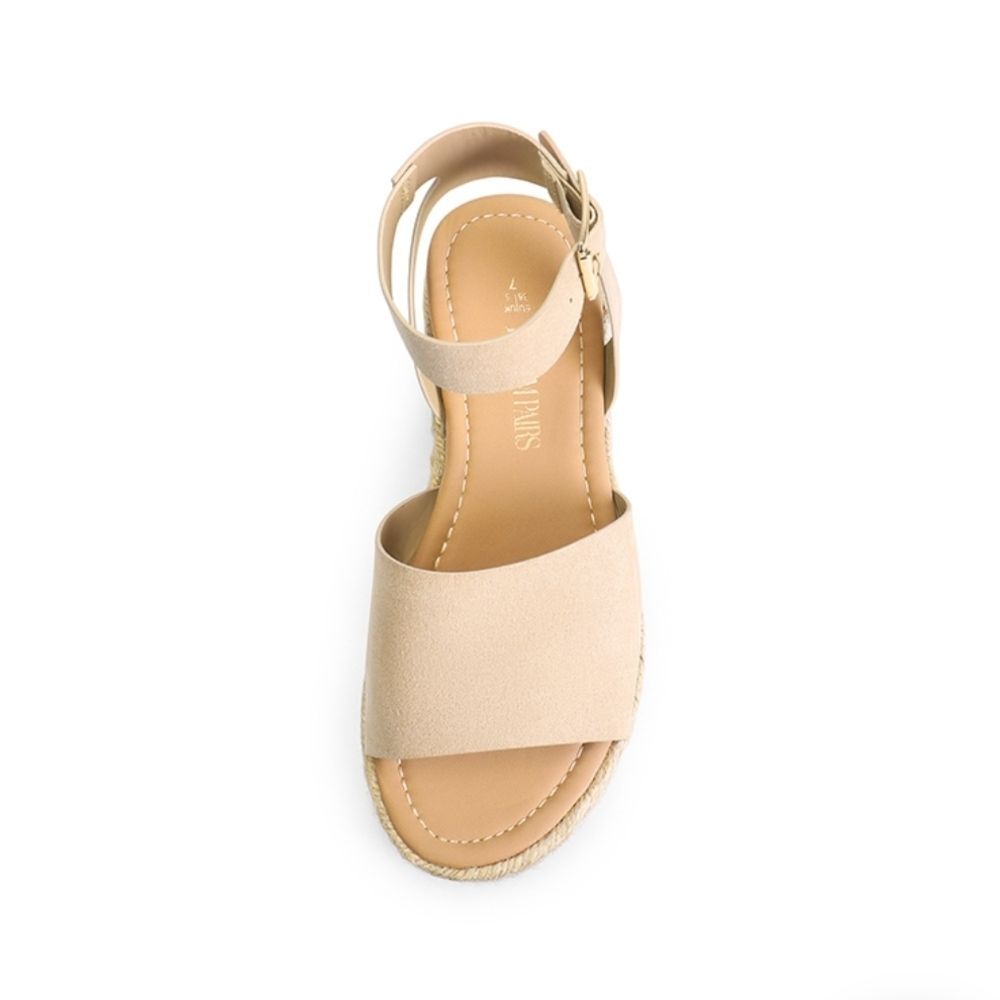 Dream Pairs Nude Suede Ankle Strap Platform Espadrille Sandals Size 7 EUC - Picture 4 of 13